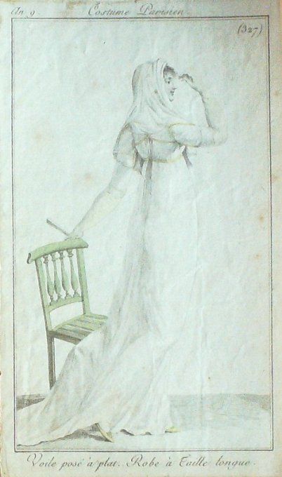 Gravure Mode Costume Parisien 1801 an   9 # 327 (eau forte old Fashion plate