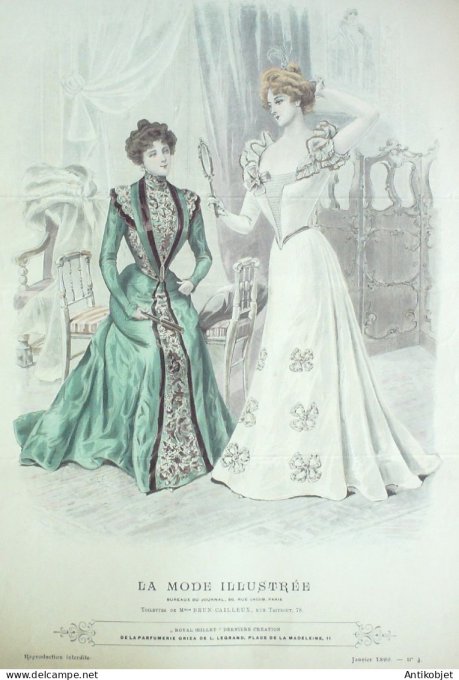 Gravure Mode illustree 1899 # 04 (Old Fashion plate) RARE