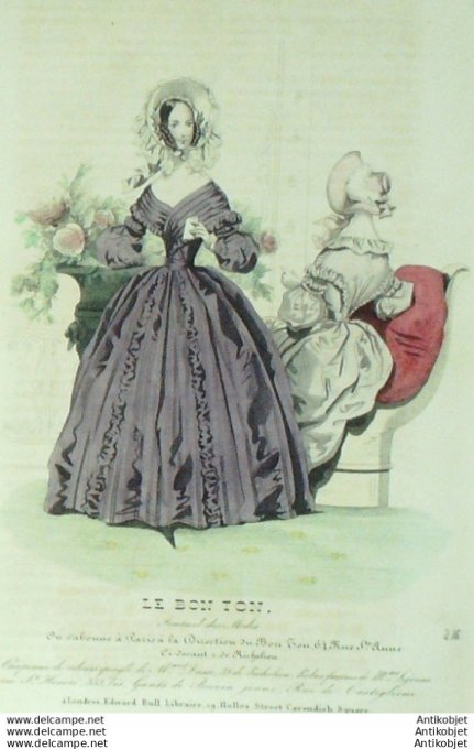 Gravure de mode Le Bon Ton 1839 n°316 Robes (Maison Lejeune)