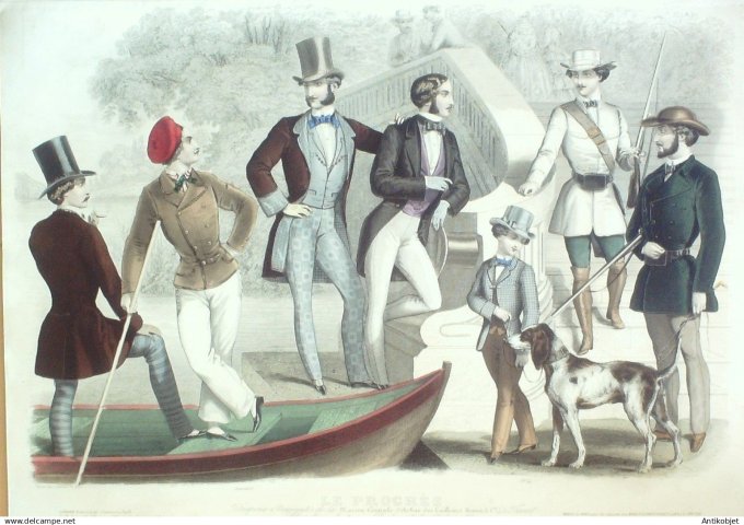 Gravure de Mode originale Le Progres 1853 # 44 (Maison Desprey)