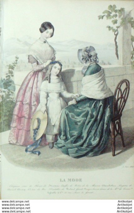Gravure La mode 1846 # 14 (aquarelle old Fashion plate)