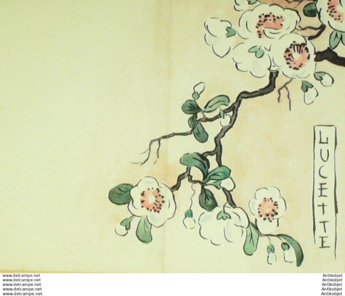 Menu Lucette illustre de branche fleurie 1937