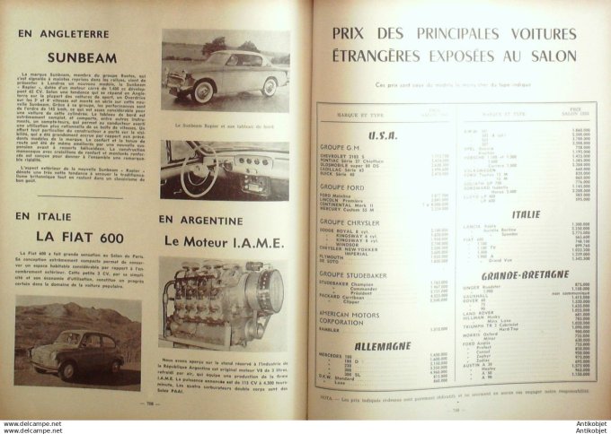 R.T Automobile Simca Vedette Peugeot 203 Citroën Ds 19 115 # 1955