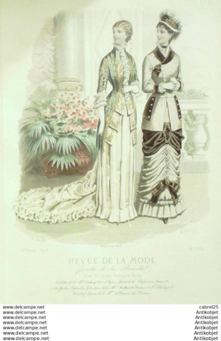 Gravure Mode La Gazette 1879 # 390 (Old Fashion plate)