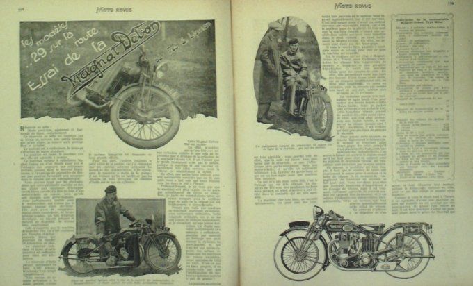 Moto Revue 1929 n° 329 Passet Sidecar 600 Brough Supérior Novi Graissage 2 temps