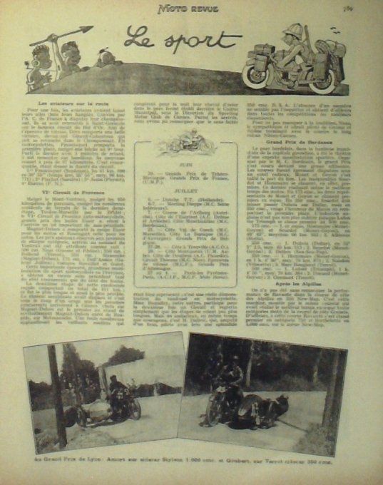 Moto Revue 1929 n° 329 Passet Sidecar 600 Brough Supérior Novi Graissage 2 temps