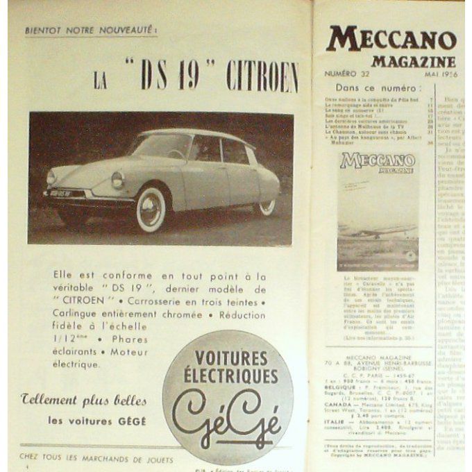 MECCANO MAGAZINE-AUTOCAR CHAUSSON-MANEGE-SALLA II-FIREBIRD II-1956