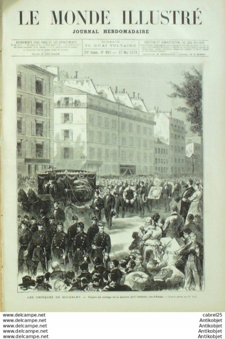 Le Monde illustré 1876 n° 998 Quimper Pont Aven (29) Nimes (30) Jean Reboul Algérie Oran Michelet