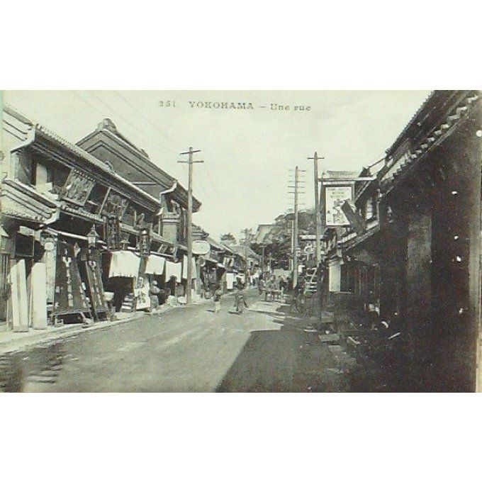 Cpa Japon Yokohama Rue Commerces 1912