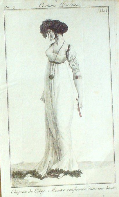 Gravure Mode Costume Parisien 1801 an   9 # 330 (eau forte old Fashion plate
