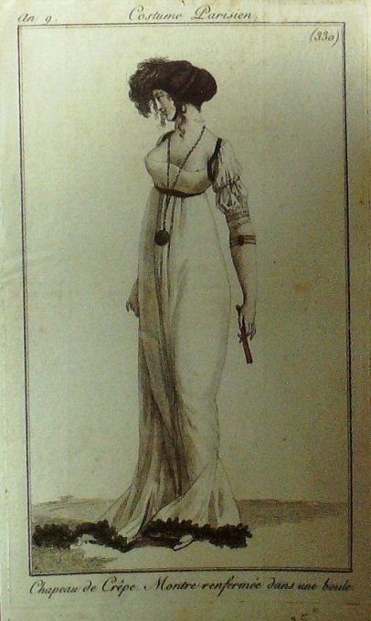 Gravure Mode Costume Parisien 1801 an   9 # 330 (eau forte old Fashion plate