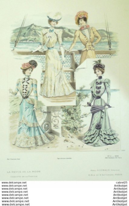 Gravure Mode La Gazette 1898 # 29 (Old Fashion plate)