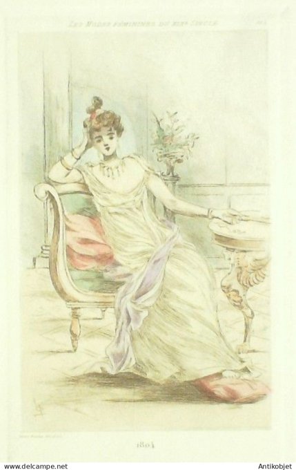 Gravure Mode Boutet (pointe seche aquarellee old Fashion plate) Pl  4-1902