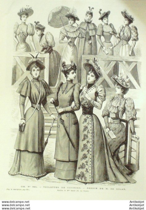 Gravure de mode Revue de la mode Gazette NB (maison Benoît) Parures de courses