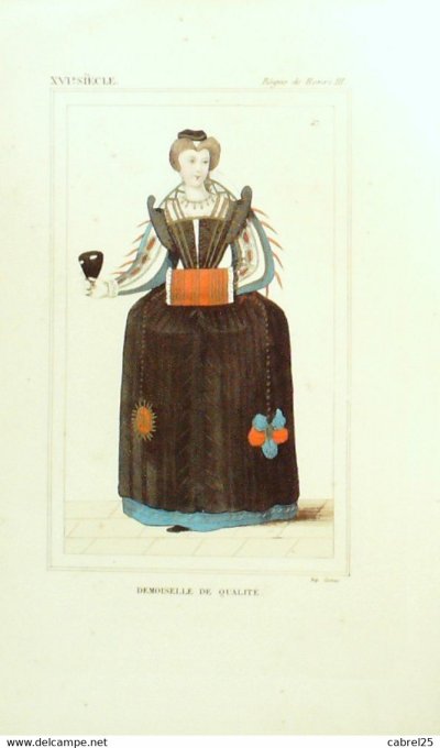 Portrait Demoiselle de qualité  sous HENRI III 16ème 1852