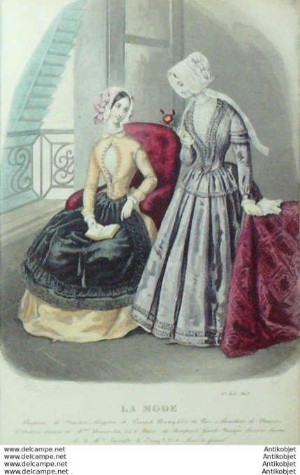Gravure La mode 1846 # 22 (aquarelle old Fashion plate)