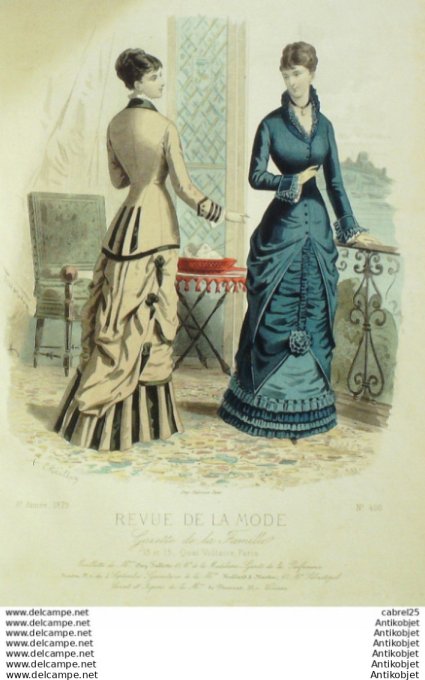 Gravure Mode La Gazette 1879 # 400 (Old Fashion plate)