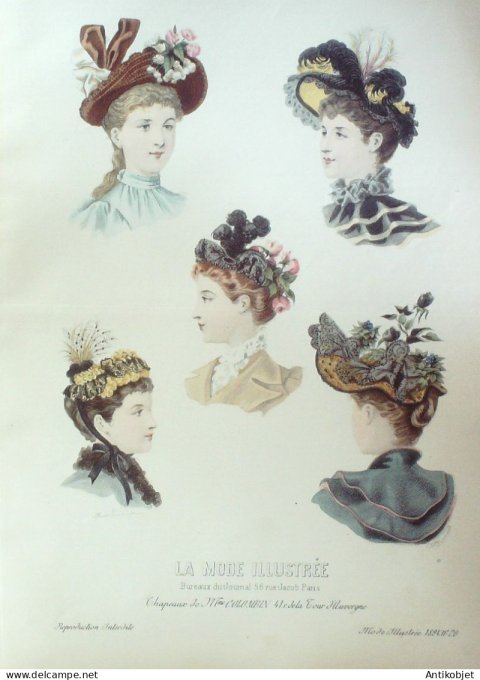 Gravure Mode illustree 1894 # 20 (Old Fashion plate) RARE