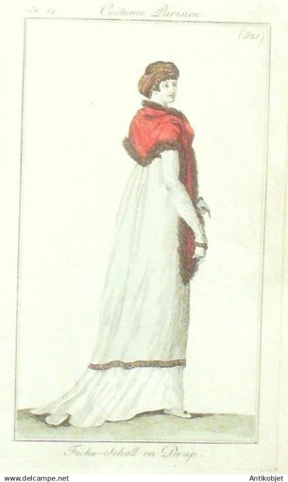 Costume Parisien 1803 an 11 # 521 (eau forte) Fichu Schall en drap