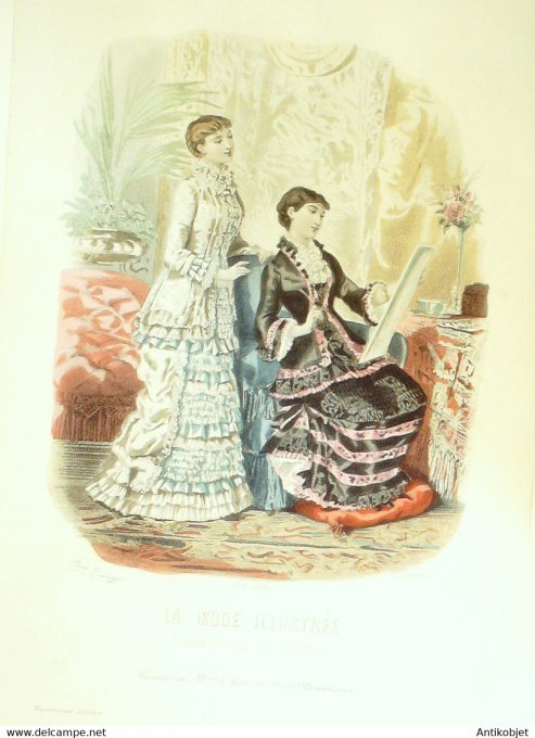 Gravure de mode La Mode illustrée 1881 n°32 (Maison Massieu)