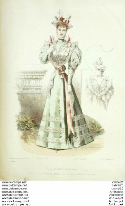 Gravure Mode Le Coquet 1893 # 28 (Old Fashion plate)