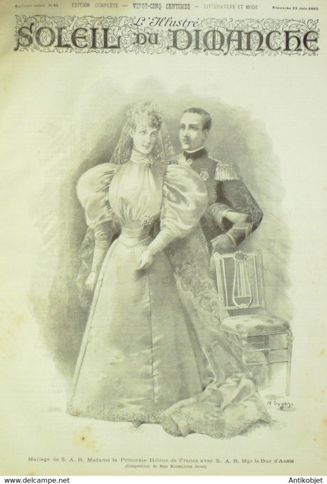 Soleil du Dimanche 1895 n°25 Italie Duc Aoste Hélène de France Russie Kiel Soudan