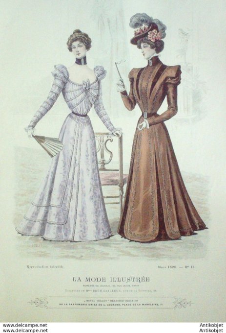 Gravure Mode illustree 1898 # 11 (Old Fashion plate) rare