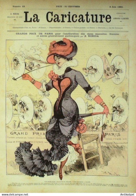 La Caricature 1880 #  23 GP de Paris amélioration des races masculines Barret Robida