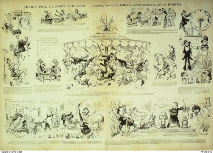 La Caricature 1880 #  23 GP de Paris amélioration des races masculines Barret Robida