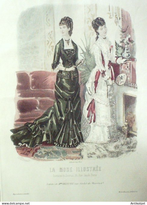 Gravure Mode illustree 1879 #  3 (Old Fashion plate)