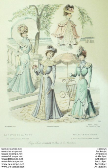 Gravure Mode La Gazette 1898 # 28 (Old Fashion plate)