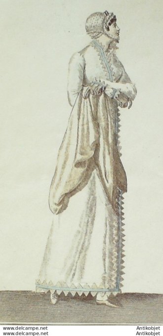 Gravure de mode Costume Parisien 1808 n° 884 Redingote de Perkale
