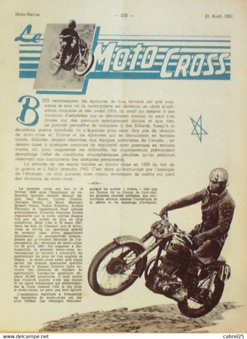 Moto Revue 1951 n° 1029 250 Panther 500 Matchless 500 Triumph Moto cross machines