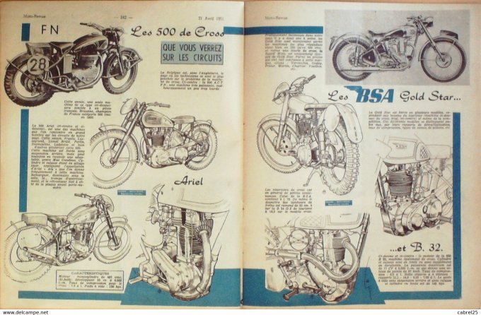 Moto Revue 1951 n° 1029 250 Panther 500 Matchless 500 Triumph Moto cross machines