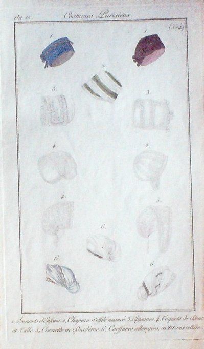 Gravure Mode Costume Parisien 1801 an 10 # 334 (eau forte old Fashion plate