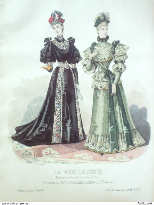 Gravure Mode illustree 1893 # 49 (Old Fashion plate) RARE