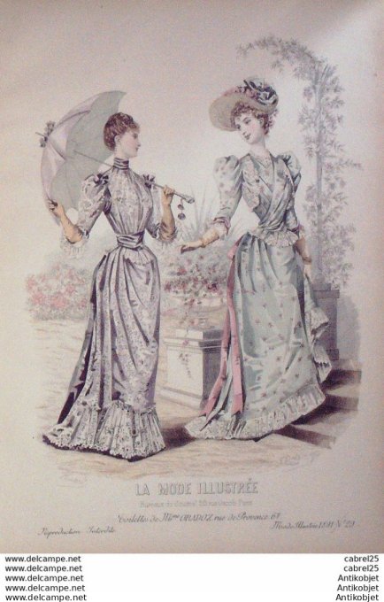 Gravure de mode La Mode illustrée 1891 n°29 (Maison Gradoz)