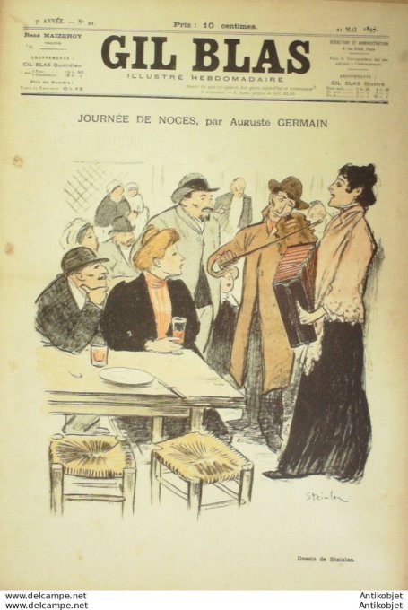 Gil Blas 1897 n°21 Fernand GREGH Auguste GERMAIN Romain COOLUS Eugène SUTTER Maurice SONNIER