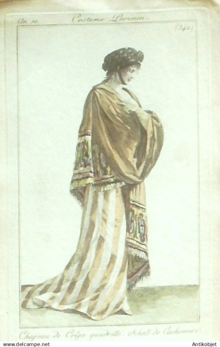 Costume Parisien 1801 an 10 # 342 (eau forte) Schall de Cachemir