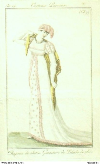 Costume Parisien 1806 an 14 # 689 (eau forte) Garniture de peluche de soie
