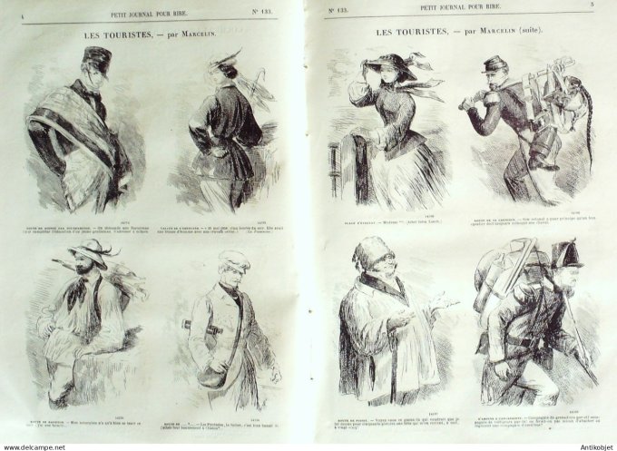 Petit journal pour Rire 1858 # 133 Villageois et Villageoises Baric et Damourette