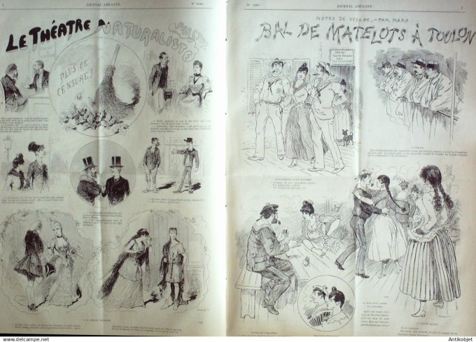 Le Journal Amusant 1889 # 1689 Bal de Matelots a Toulon par Mars