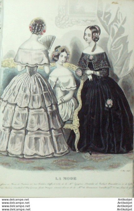 Gravure La mode 1846 # 11 (aquarelle old Fashion plate)