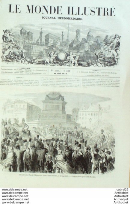 Le Monde illustré 1859 n°109 Angleterre Londres Hastings Italie Bochetta Espagne Arona Angera Egypte