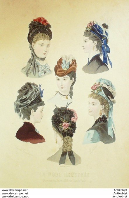 Gravure de mode La Mode illustrée 1874 n°42 (Maison Deloffre)