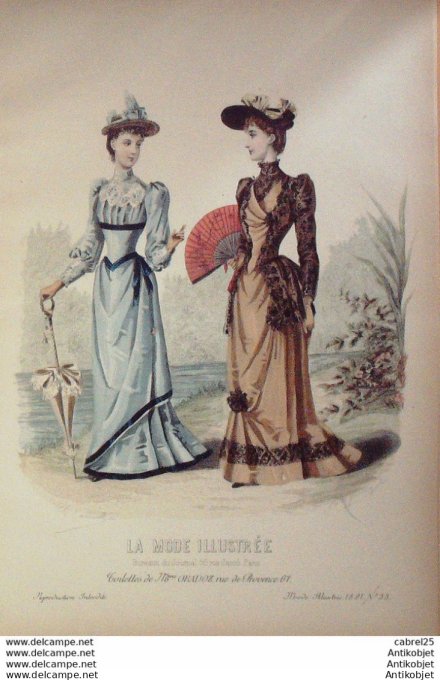 Gravure de mode La Mode illustrée 1891 n°33 (Maison Gradoz)