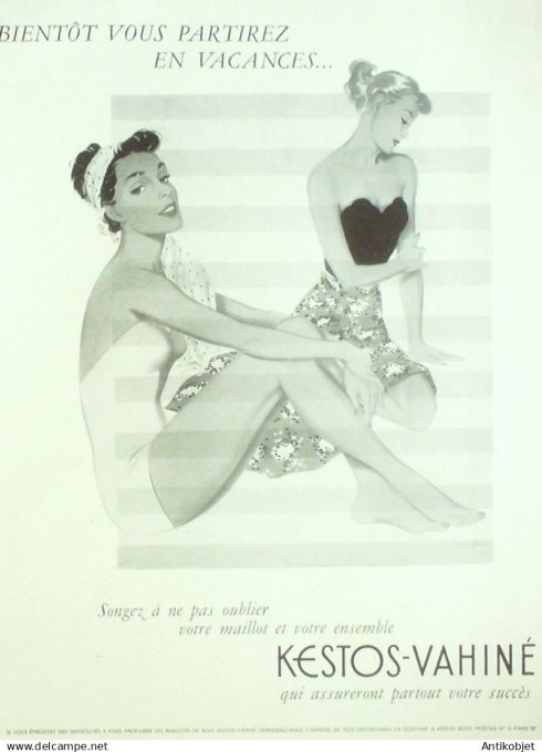 Publicité Lingerie Kestos Vahiné signée Langlais 1961
