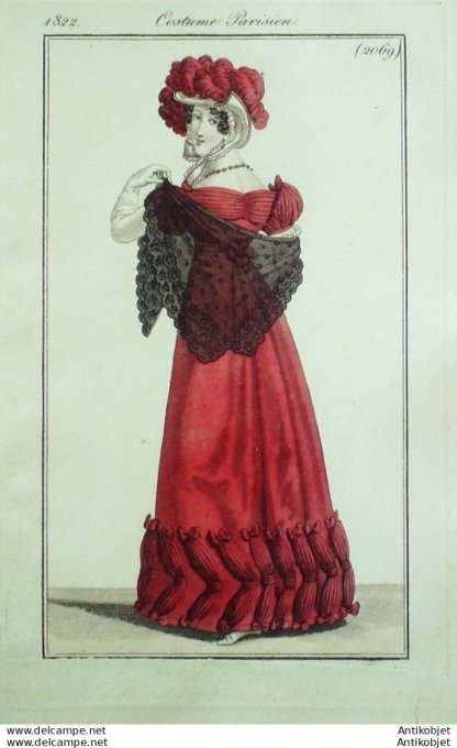 Costume Parisien 1822 # 2069 Robe de Barèges garnie
