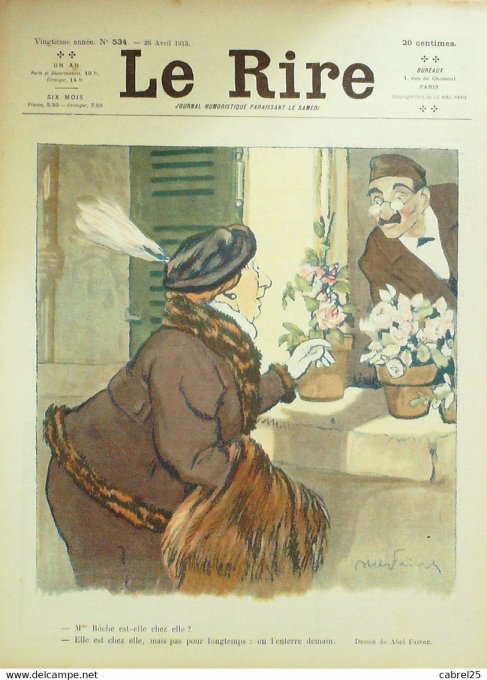 Le Rire 1913 n°534 Faivre Capy Delaw Genty Vallée Laborde Barcet Boisyvon Manfredini