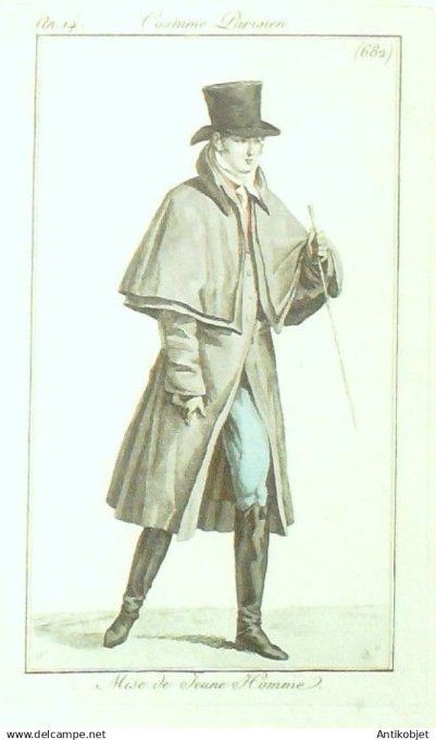 Costume Parisien 1806 an 14 # 682 (eau forte) mise de jeune homme